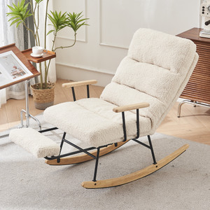 Modern Teddy Gliding Rocking Chair with High Back, Retractable Footrest, and Adjustable Back Angle for Nursery, Living Room, and Bedroom,Beige Modern Teddy Gliding Rocking Chair with High Back, Retractable Footrest, and Adjustable Back Angle for Nursery, Living Room, and Bedroom,Beige