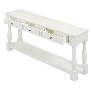 TREXM Console Table 63" Long Console Table with Drawers and Shelf for Entryway, Hallway, Living Room (Antique White, OLD SKU: WF193795AAK) TREXM Console Table 63" Long Console Table with Drawers and Shelf for Entryway, Hallway, Living Room (Antique White, OLD SKU: WF193795AAK)