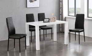 Light Gray modern minimalist dining chair leather sprayed metal pipe diamond grid pattern restaurant home conference chair set of 4