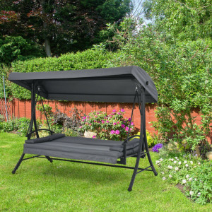 3-Seat Patio Outdoor Swing with Adjustable Tilt Canopy 3-Seat Patio Outdoor Swing with Adjustable Tilt Canopy