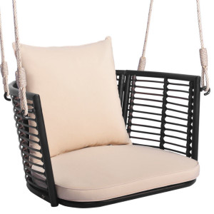 Single Person Hanging Seat with Woven Rattan Backrest for Backyard Single Person Hanging Seat with Woven Rattan Backrest for Backyard