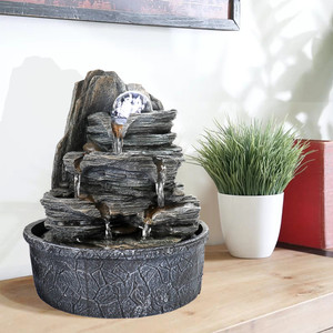 9.8inches Indoor Tabletop Fountain Cascading Fountain with Led Light & Crystal Ball 9.8inches Indoor Tabletop Fountain Cascading Fountain with Led Light & Crystal Ball