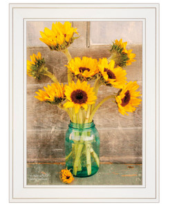 "Country Sunflowers I" by Anthony Smith, Ready to Hang Framed print, White Frame "Country Sunflowers I" by Anthony Smith, Ready to Hang Framed print, White Frame
