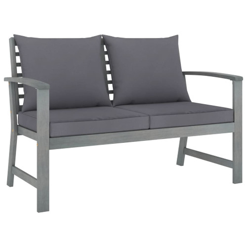 Patio Bench 47.2" with Dark Gray Cushion Solid Acacia Wood