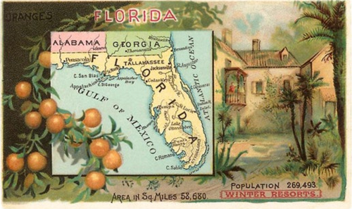 Florida Map - Winter Resorts Postcard