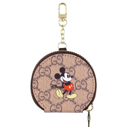 Tan Gucci x Mickey logo pouch keychain Airpod Case