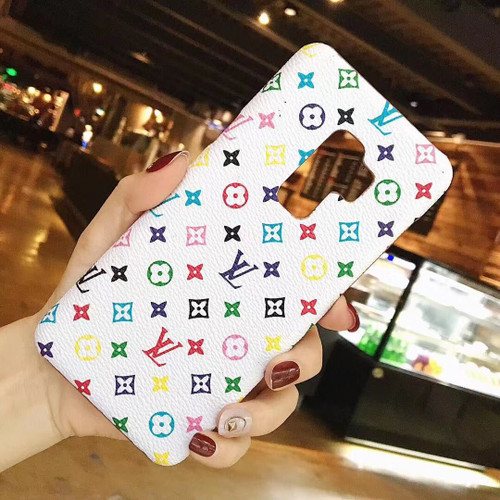 White Colorful Mini LV leather galaxy case