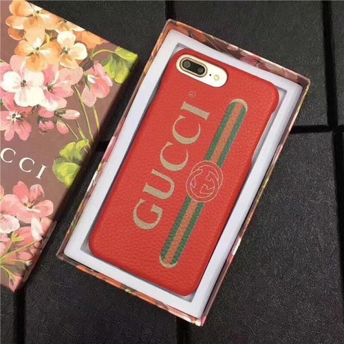 Gucci leather Red logo case Gucci leather Red logo case