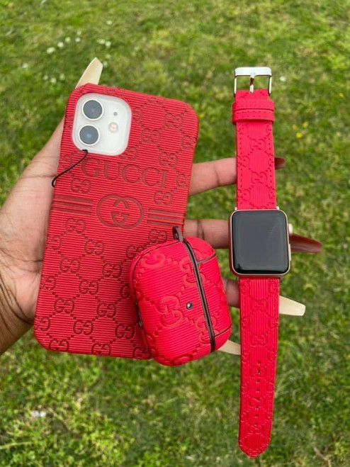 Red Gucci Etched wood set