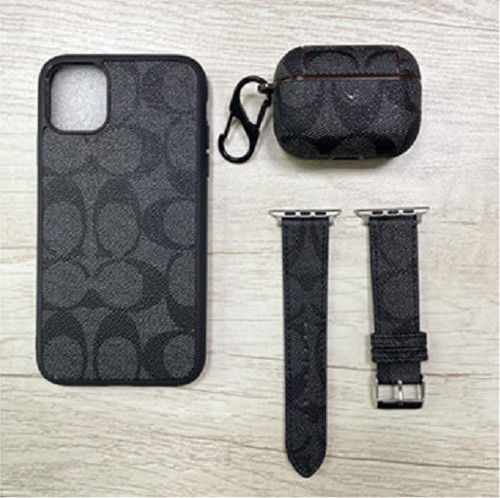 Black Coach pouch keychain Airpod Case - Dopephonecases
