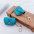 LV Faux Wood Teal Keychain Purse Airpod Case