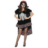 Day of the Dead Senorita Adult Womens Halloween Costume Skull & Red Roses Dress