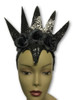 Black Evil Queen Headress Spikes Roses Glitter Womens Halloween Costume Headband