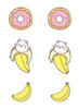 Crunchyroll Bananya Stud Earrings Set Costume Jewelry Cat Banana Anime 3/PK