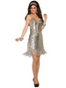 1970's Silver Sequins Disco Costume Fancy Dress Retro Fever Adult Women's Std