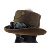 Deluxe Brown Steampunk Top Hat Victorian Adult Feathers & Goggles Costume Acces.