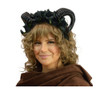 Mystical Creature Black Ram Horns Headband Flowers Animal Dark Fairy Antlers