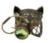 Steampunk Gatto Cat Kitty Masquerade Half Mask Cyborg Fantasy Goggles Gold