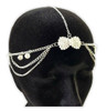 Head Chain Silver Tone Rhinestone Hair Bow Accessory Jewelry Boho Trendy Bridal