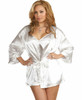 Dreamgirl Plus Size White Charmeuse Chemise & Robe Kimono Lingerie Set 1x-2x