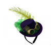 Mardi Gras Steampunk Mini Top Hat Headband w Goggles Feathers Ribbons Festival