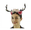 Pink Floral Deer Antlers Headband Mystical Creature Fairy LIGHTS-UP Horns Adult