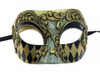 Venetian Gold Argyle Half Mask Adult Crackle Finish Masquerade Costume Accessory