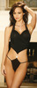 Elegant Moments Sexy Black Mesh Teddy Halter Thong Back Lingerie Womens One Size