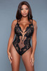 Be Wicked Olivia Bodysuit Black Lace Teddy Sexy Lingerie Women's Size MED 8-10
