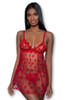 Be Wicked Velentina Slip Dress Red Mesh Heart Valentine Babydoll Women MED 8-10