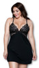 Be Wicked Wendy Chemise Black Floral Lace Cups Women's Lingerie Plus 1X 20-22