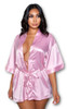 Be Wicked Getting Ready Robe Rose Pink Satin Short Womens Lingerie Plus 1X 18-22