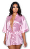 Be Wicked Getting Ready Robe Rose Pink Satin Short Women's Lingerie Small 4-6