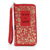 Book of Love Vintage Look Red Gold Wristlet Wallet Vinyl