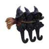 Nemesis Witches Helpers Black Cats On Broomstick 8" Key Hanger