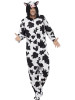 Black and White Cow Costume All In One Hooded Jumpsuit Farm Animal Adult SM-LG