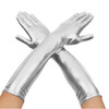 Elegant Silver Metallic Elbow Evening Length Gloves Cosplay Costume Accessory