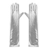 Elegant Silver Metallic Elbow Evening Length Gloves Cosplay Costume Accessory