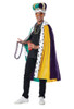 Quality Mardi Gras Cape & Crown Costume Set Purple Gold Green Adult One Size