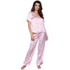 Be Wicked Satin Camellia Pajama PJ Set Pink Red Top Sleep Pants MEDIUM 8-10