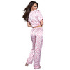 Be Wicked Satin Camellia Pajama PJ Set Pink Red Top Sleep Pants MEDIUM 8-10