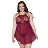 Be Wicked Alana Chemise & Thong Burgundy Lace Women's Lingerie Plus 1X 20-22