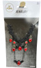 Black Lace Bat Choker Necklace with Red Gems Gothic Jewelry