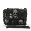 Studded Skull Head Small Black Shoulder Bag Purse In Vinyl