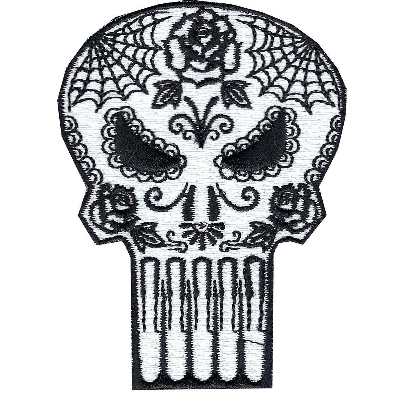 Marvel Comics The Punisher White Skull Logo Round Embroidered