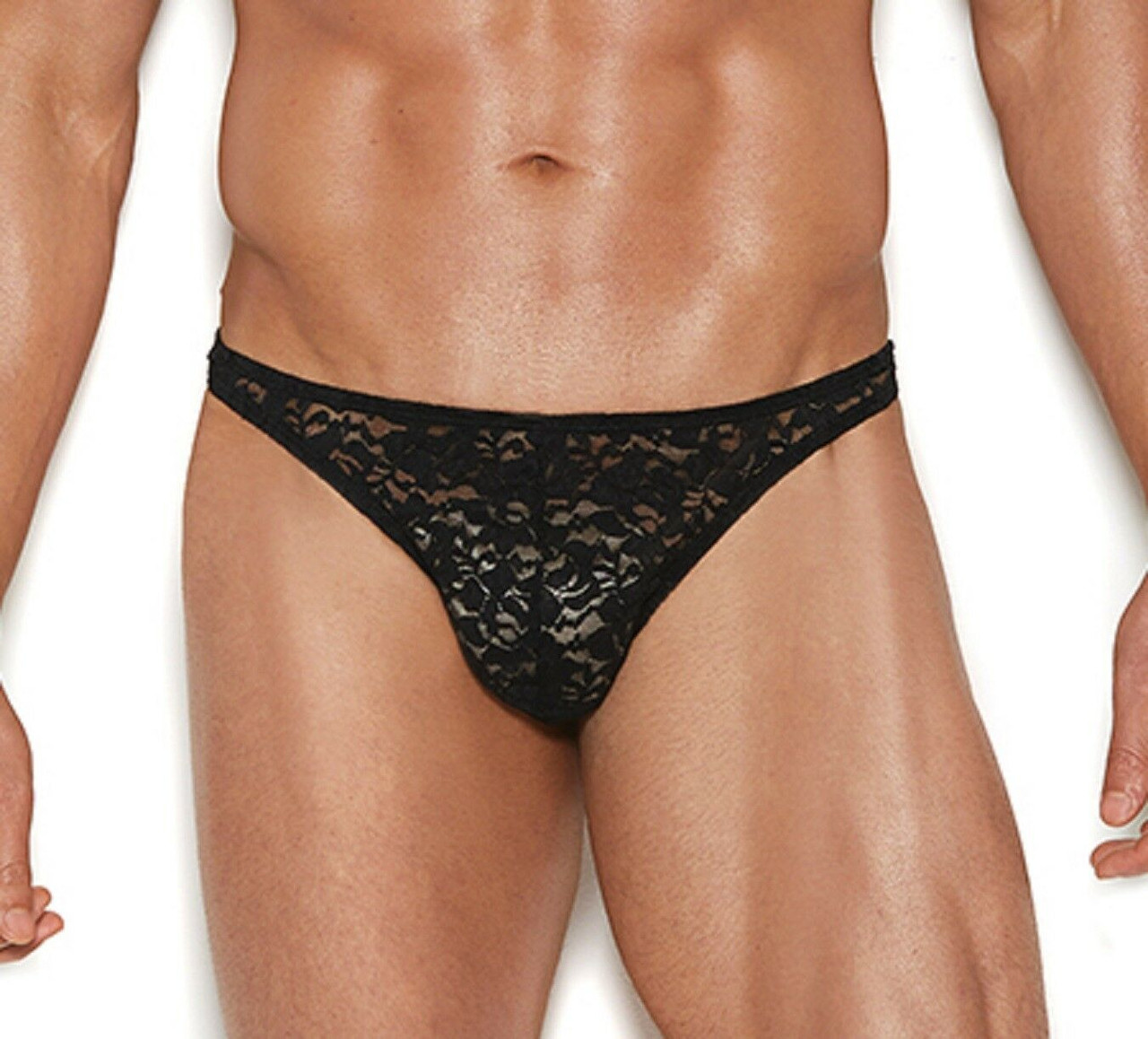 Elegant Moments Men's Sexy Black Lace Thong Underwear Sheer Stripper  Quality - www.