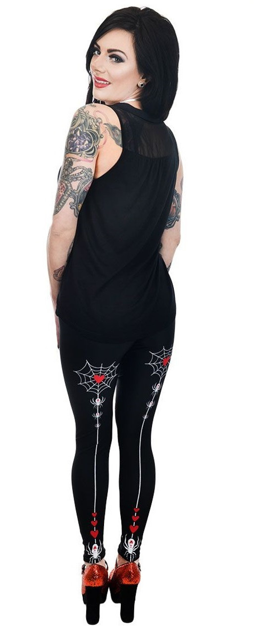 Too Fast Heart Spider Web Leggings Stocking Tattoo Sexy High Waist Vintage  Style
