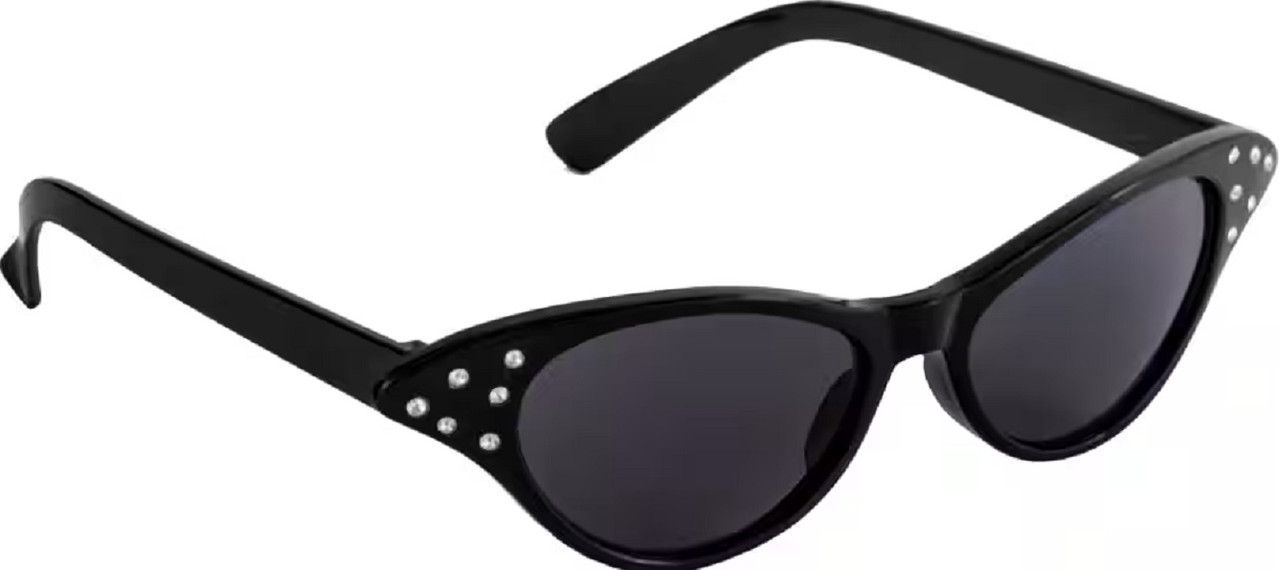 50s Black Rhinestone Cat Eye Glasses 