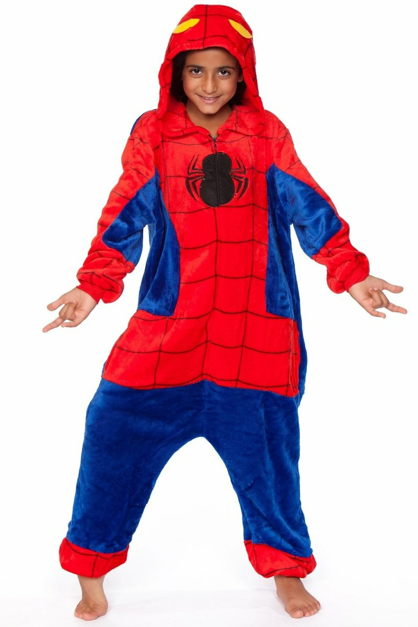 Be Wicked Blue Red Spiderman Child Kids One Piece Jumpsuit Costume Size  10-14 - www.