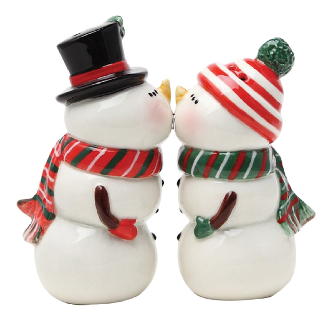 Snowman Couple Magnetic Salt and Pepper Shaker Set Christmas Winter -  www.